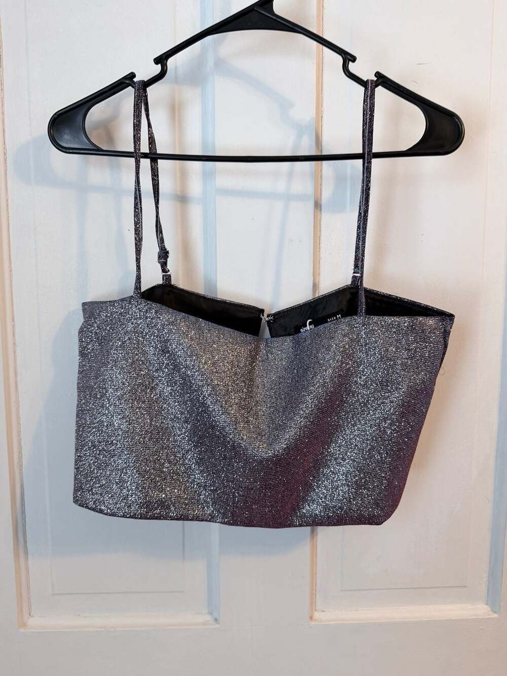 Y2K Style Silver Glitter Metallic Cami Crop Night out, festival, clubwear

AD